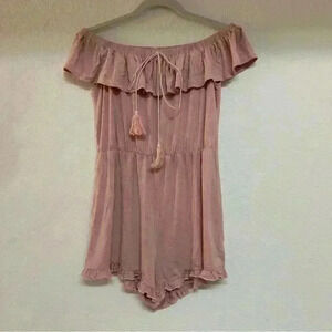 Bear Dance Pink Off The Shoulder Romper Size Large